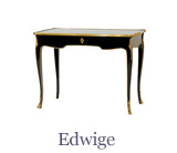 The Edwige Louis XV console table comes in cherry or black wood versions